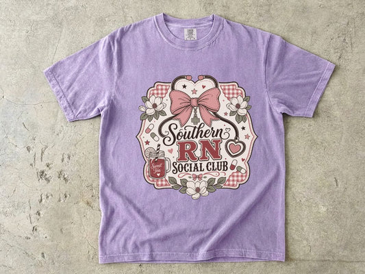 Southern RN Social Club T-Shirt — Cute Southern Nurse Graphic Tee