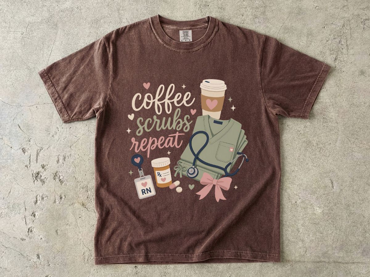 Nurse Coffee Scrubs Repeat T-Shirt