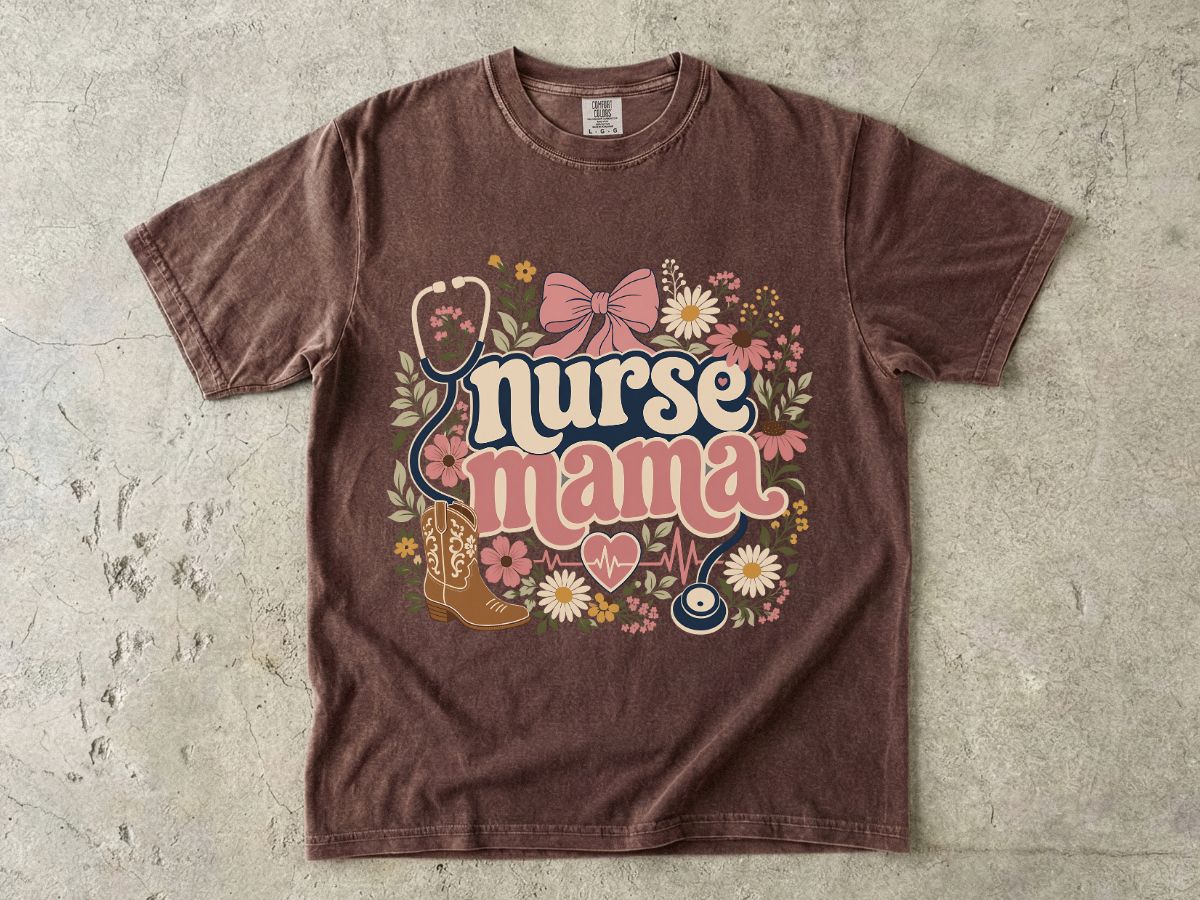 Nurse Mama T-Shirt — Floral Cute Nursing Mom Tee