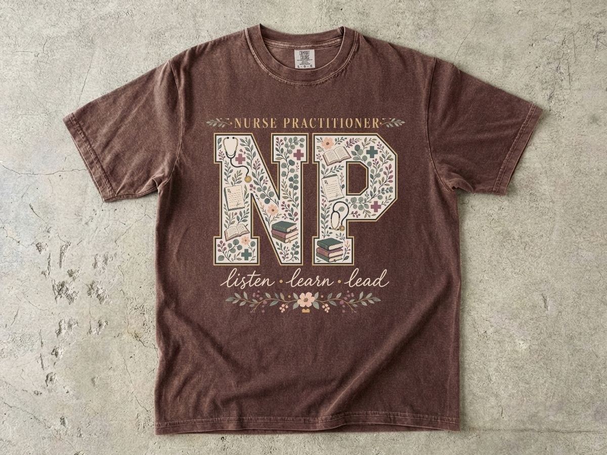 Nurse Practitioner Floral Monogram T-Shirt