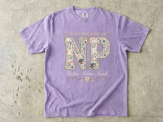 Nurse Practitioner Floral Monogram T-Shirt