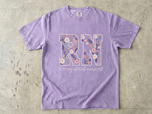 RN Floral Graphic T-Shirt — Nurse Appreciation Gift