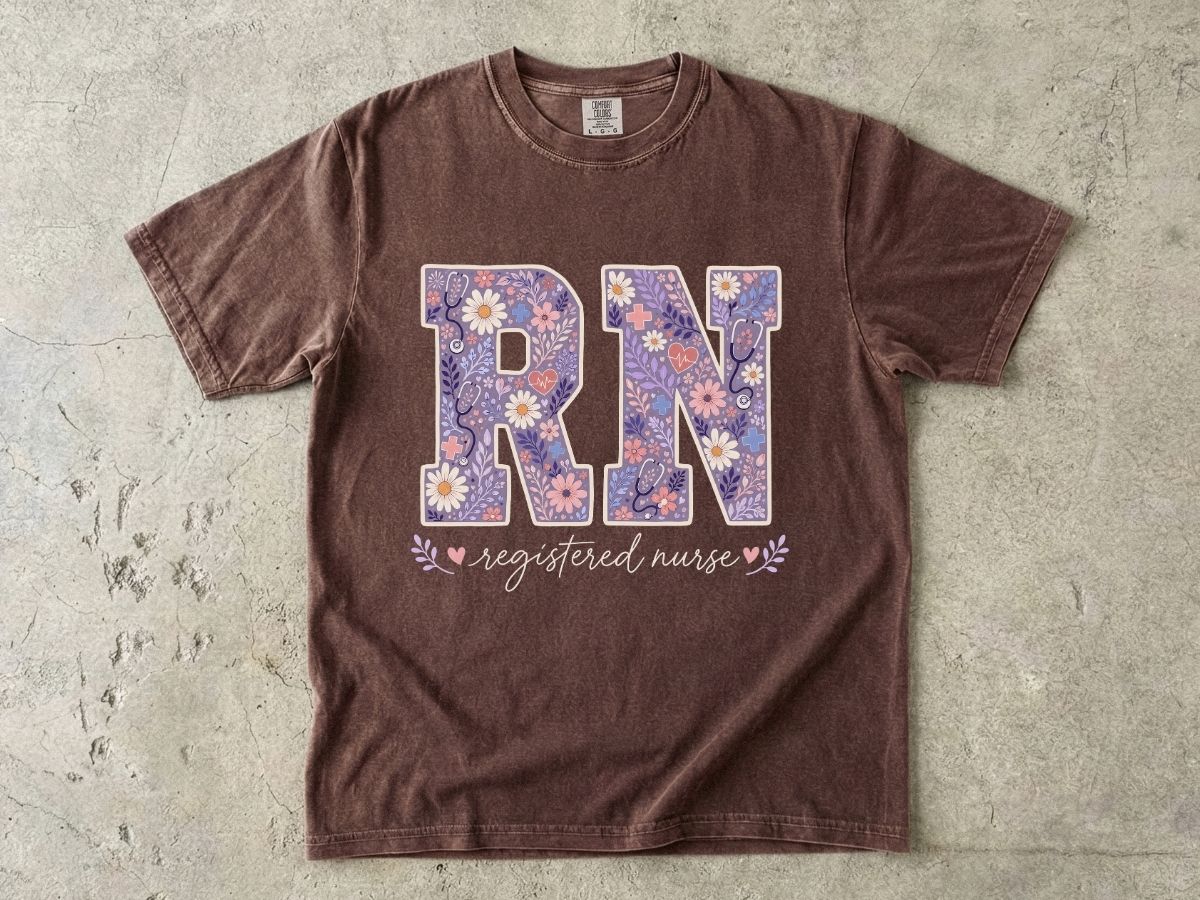 RN Floral Graphic T-Shirt — Nurse Appreciation Gift