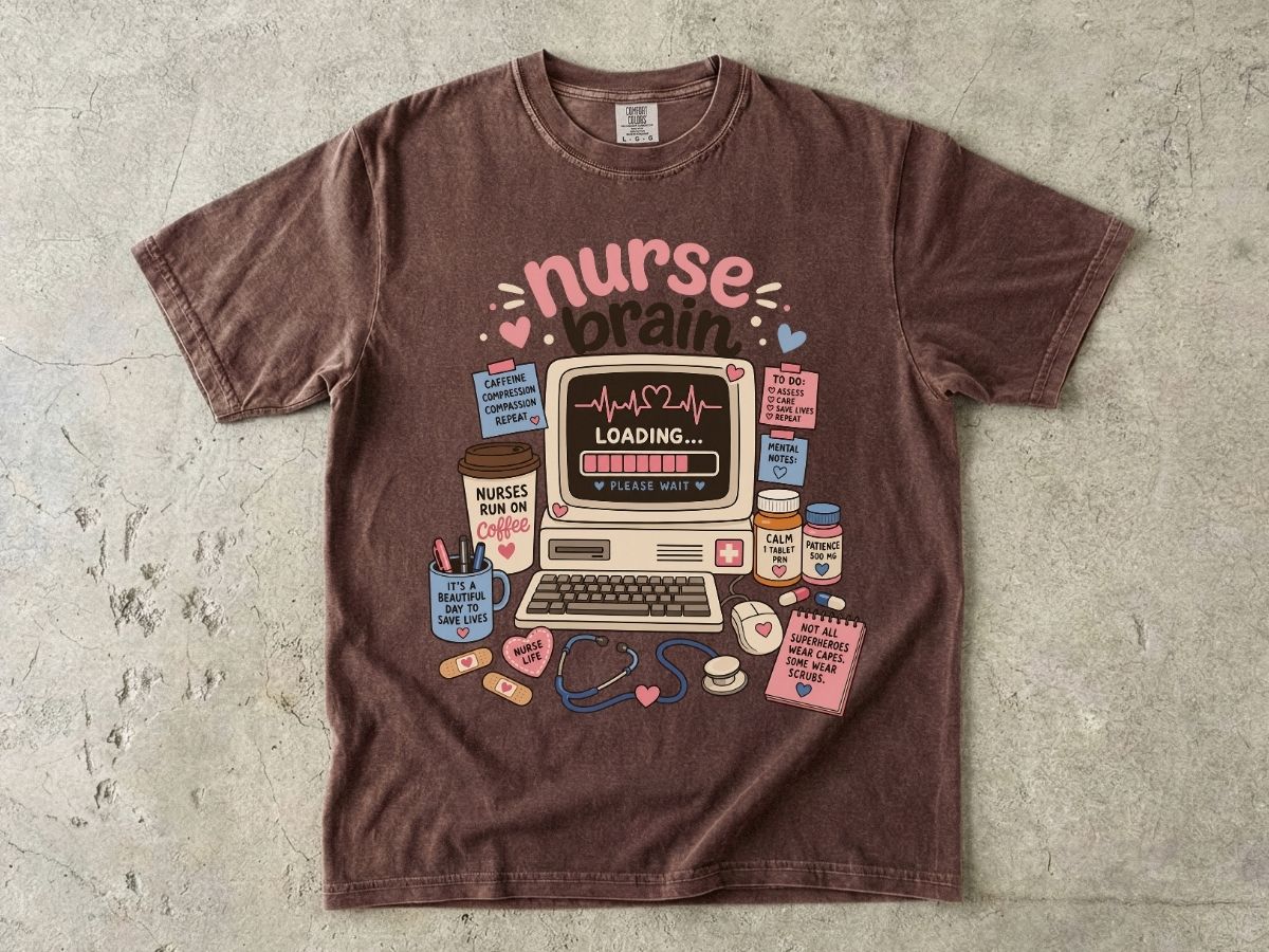 Nurse Brain T-Shirt — Cute Retro Nurse Graphic Tee for Nurses & Nursing Students