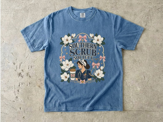 Southern Scrub Society Shirt | Southern Nurse Gift Tee