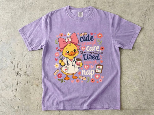 Cute Enough to Care Nurse Shirt | Funny Tired RN Tee