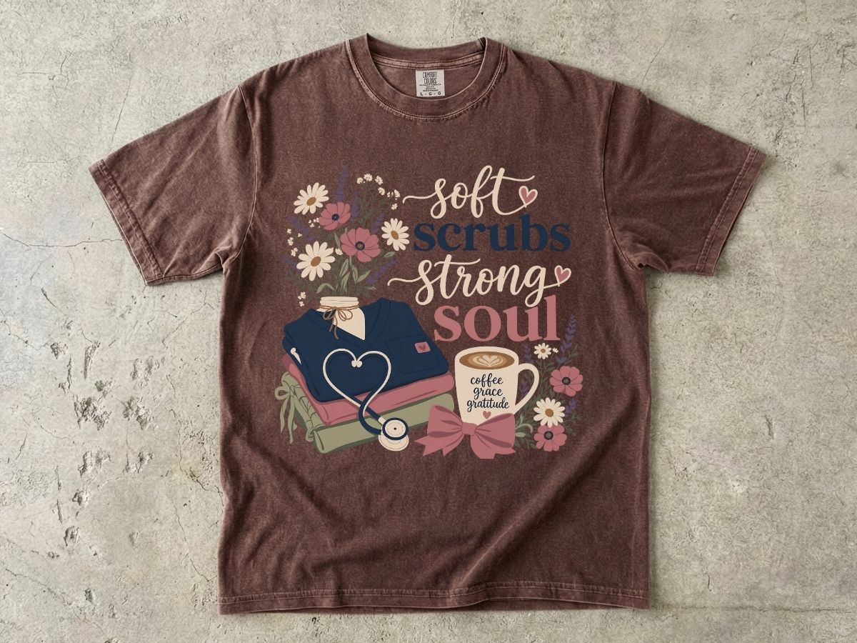 Soft Scrubs Strong Soul Shirt | Floral Nurse Gift Tee