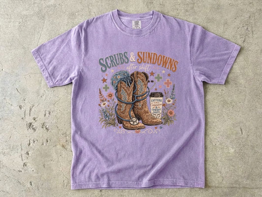Scrubs & Sundowns Nurse Shirt | Western Country RN Tee