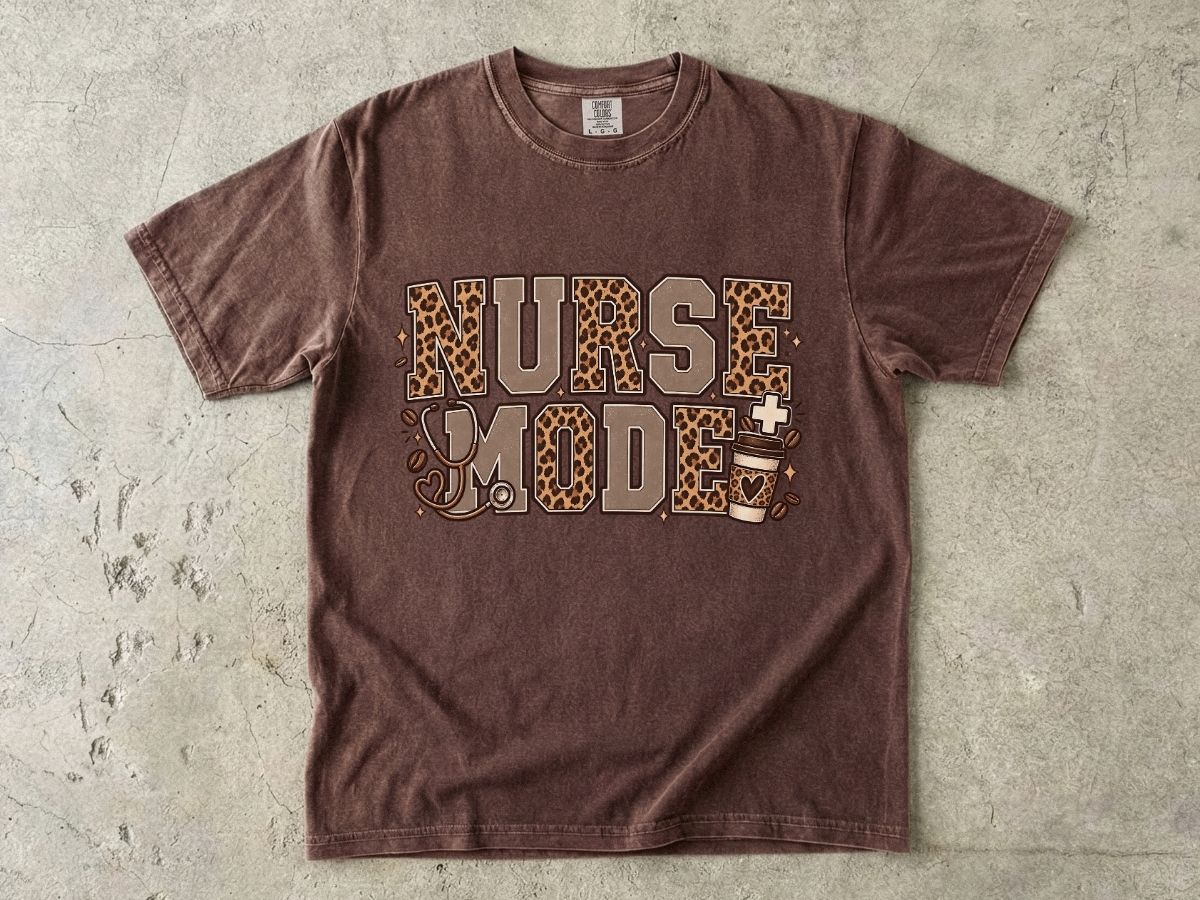 Nurse Mode T-Shirt — Leopard Print Medical Tee for Nurses