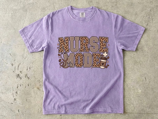 Nurse Mode T-Shirt — Leopard Print Medical Tee for Nurses