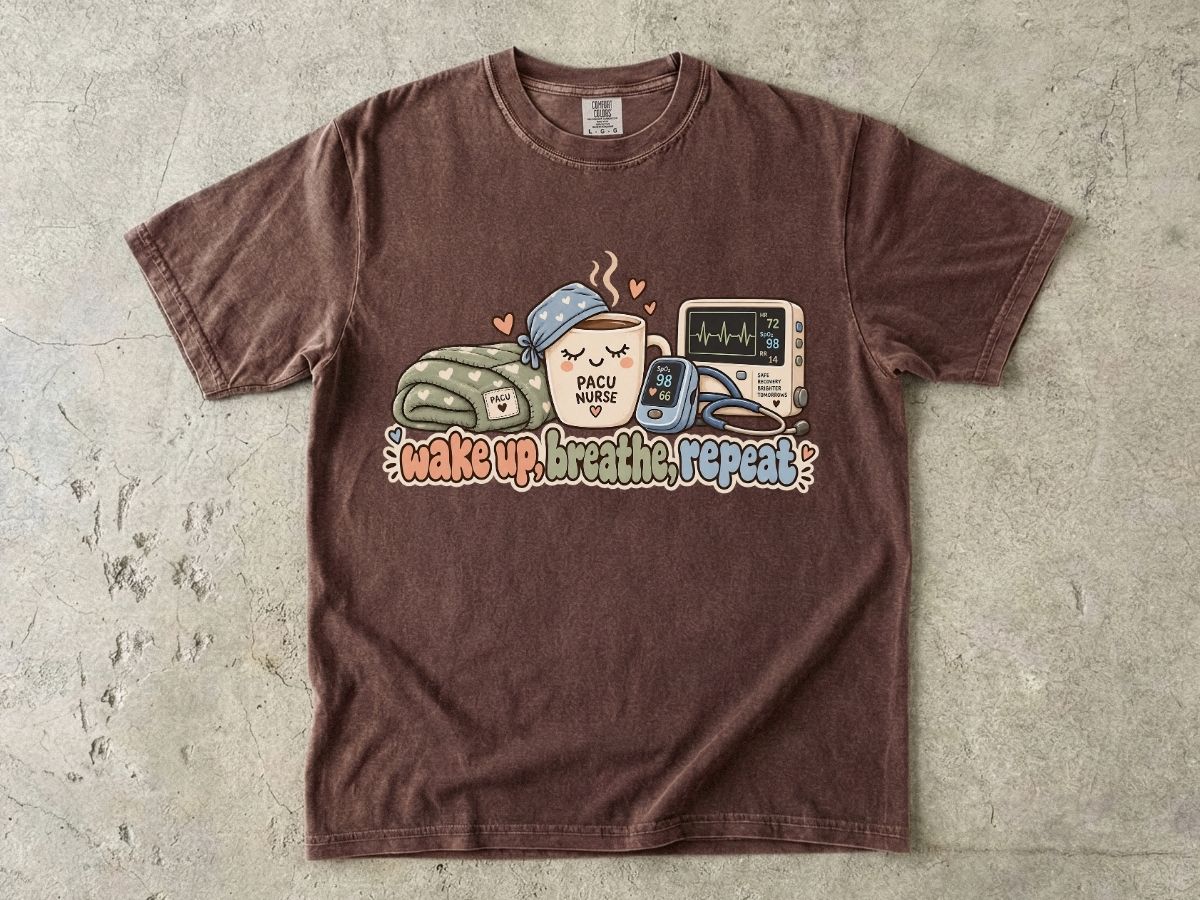 Wake Up Breathe Repeat Nurse Shirt | Cute RN Graphic Tee