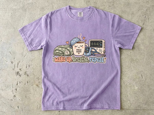 Wake Up Breathe Repeat Nurse Shirt | Cute RN Graphic Tee