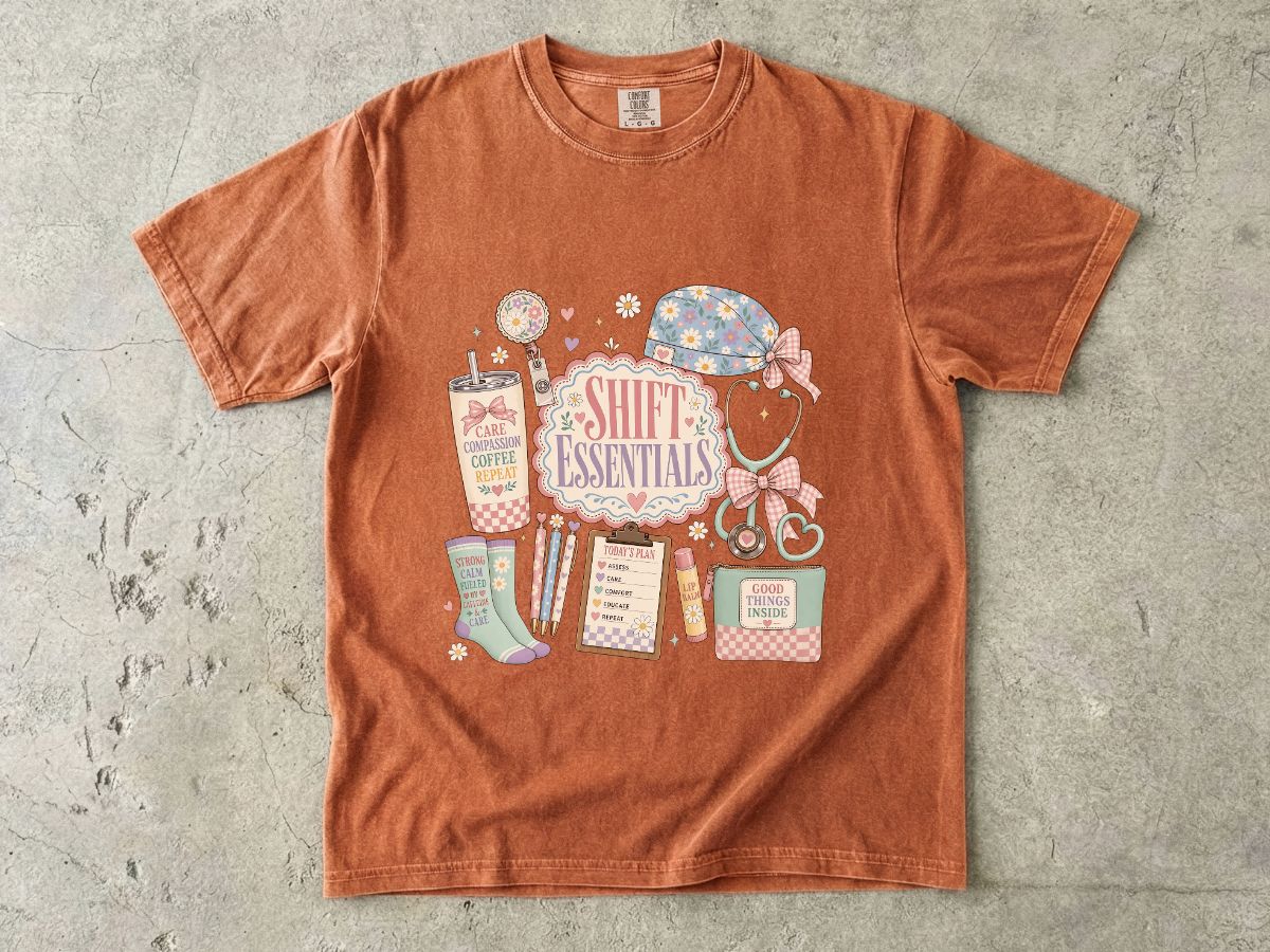 Shift Essentials Nurse T-Shirt — Cute Medical Shift Survival Graphic Tee