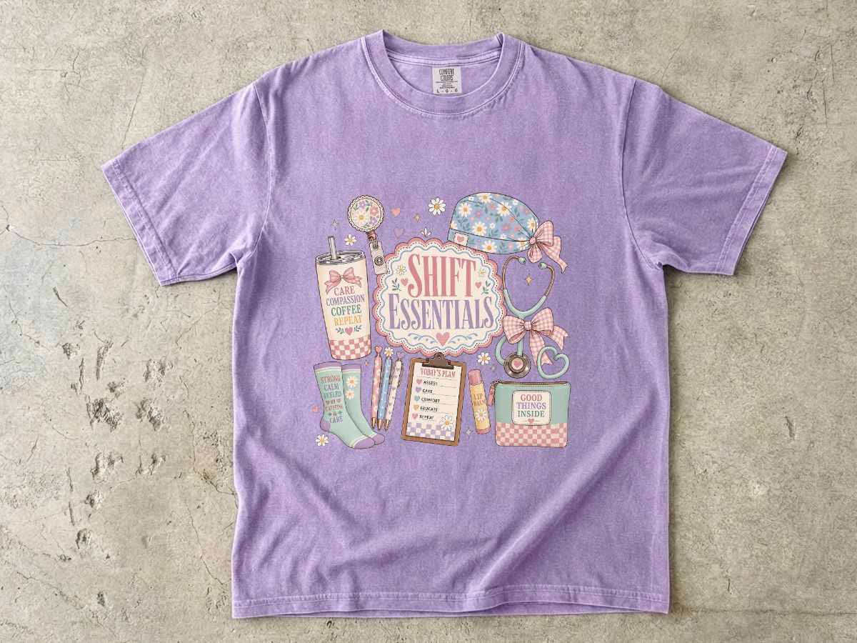 Shift Essentials Nurse T-Shirt — Cute Medical Shift Survival Graphic Tee