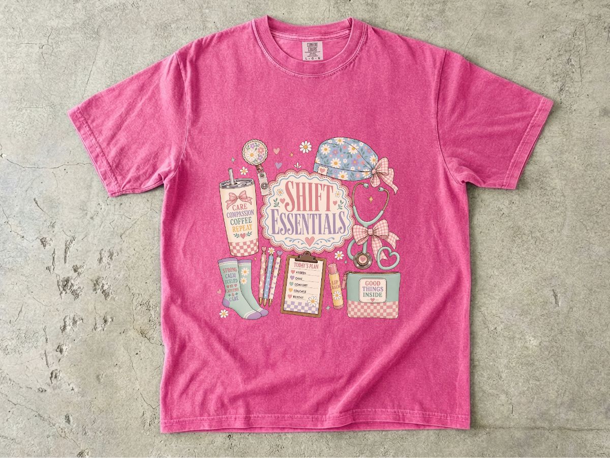 Shift Essentials Nurse T-Shirt — Cute Medical Shift Survival Graphic Tee