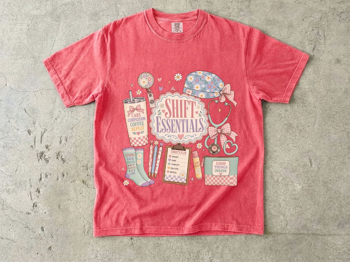 Shift Essentials Nurse T-Shirt — Cute Medical Shift Survival Graphic Tee