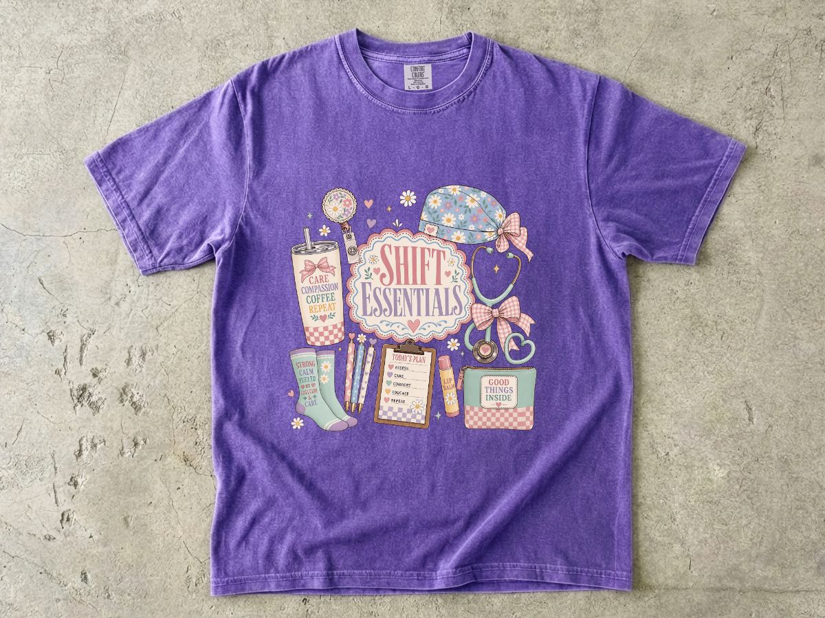 Shift Essentials Nurse T-Shirt — Cute Medical Shift Survival Graphic Tee