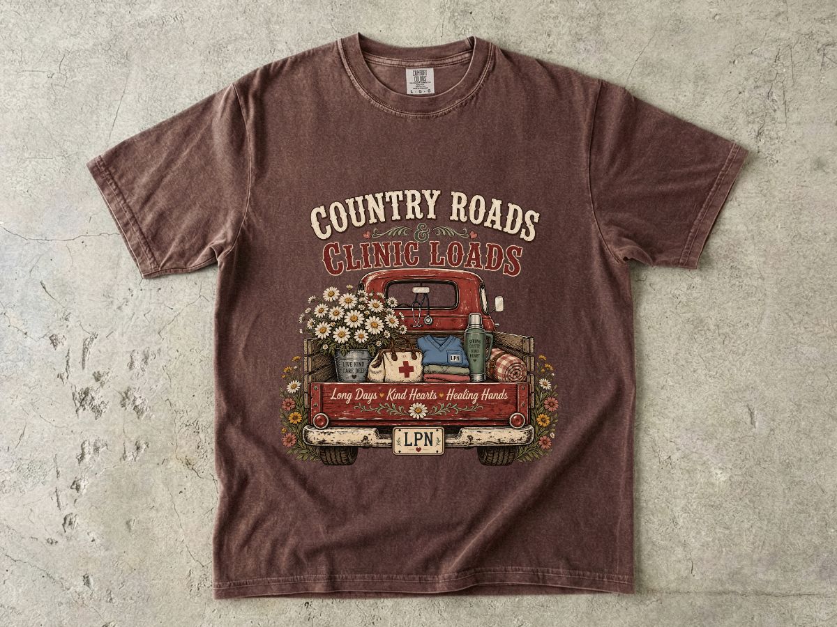 Country Roads Clinic Loads T-Shirt — LPN Vintage Truck Nurse Tee