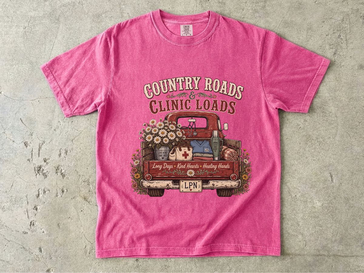 Country Roads Clinic Loads T-Shirt — LPN Vintage Truck Nurse Tee