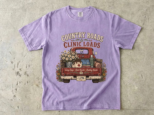 Country Roads Clinic Loads T-Shirt — LPN Vintage Truck Nurse Tee