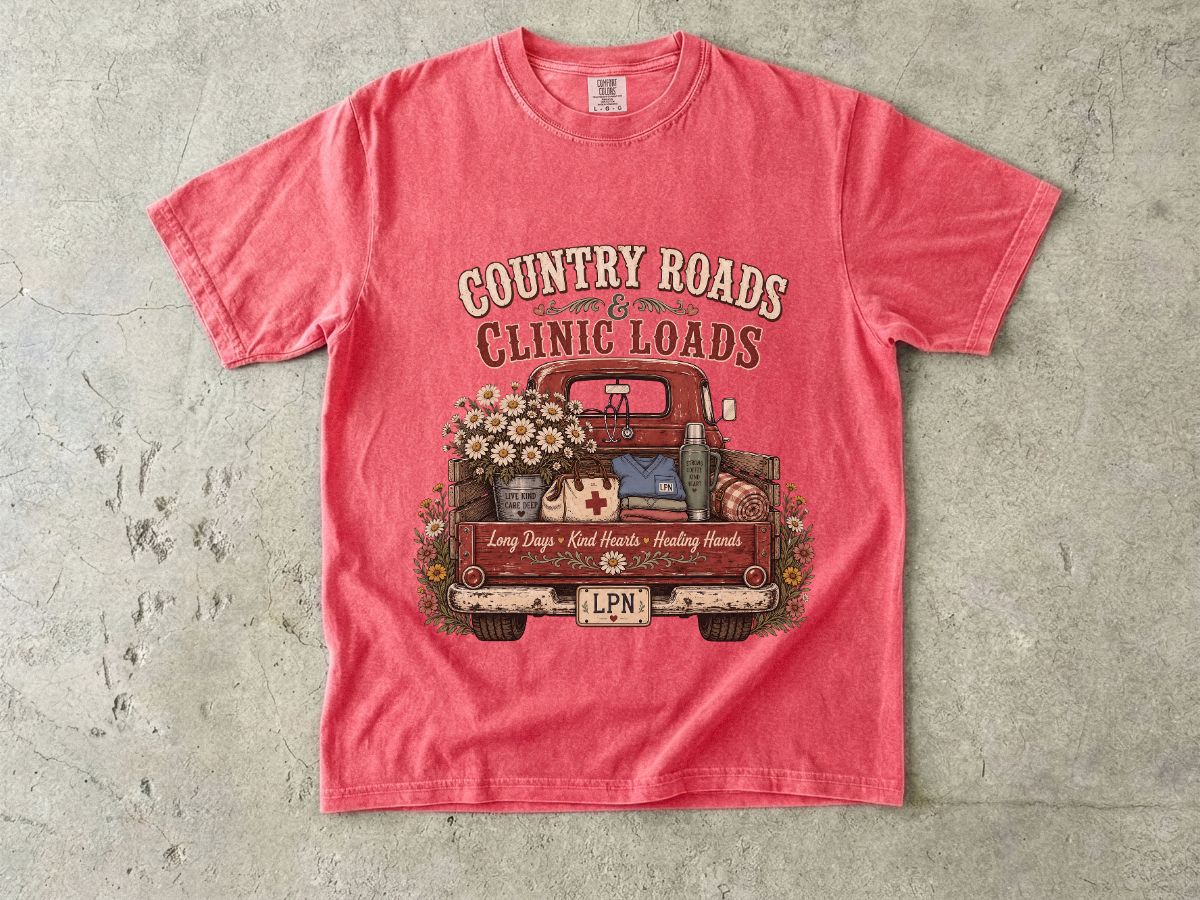 Country Roads Clinic Loads T-Shirt — LPN Vintage Truck Nurse Tee