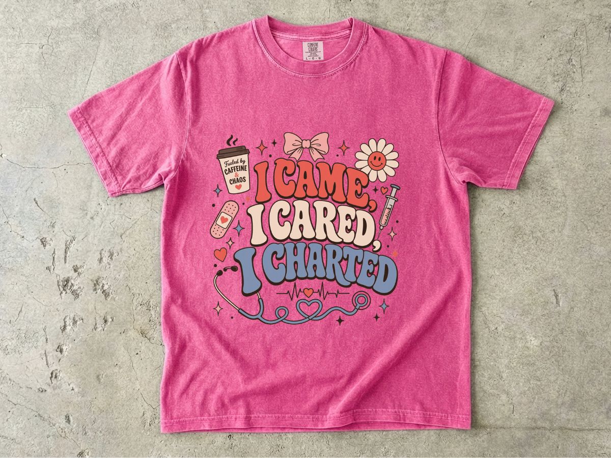 I Came I Cared I Charted Nurse T-Shirt — Cute Retro Medical Charting Tee