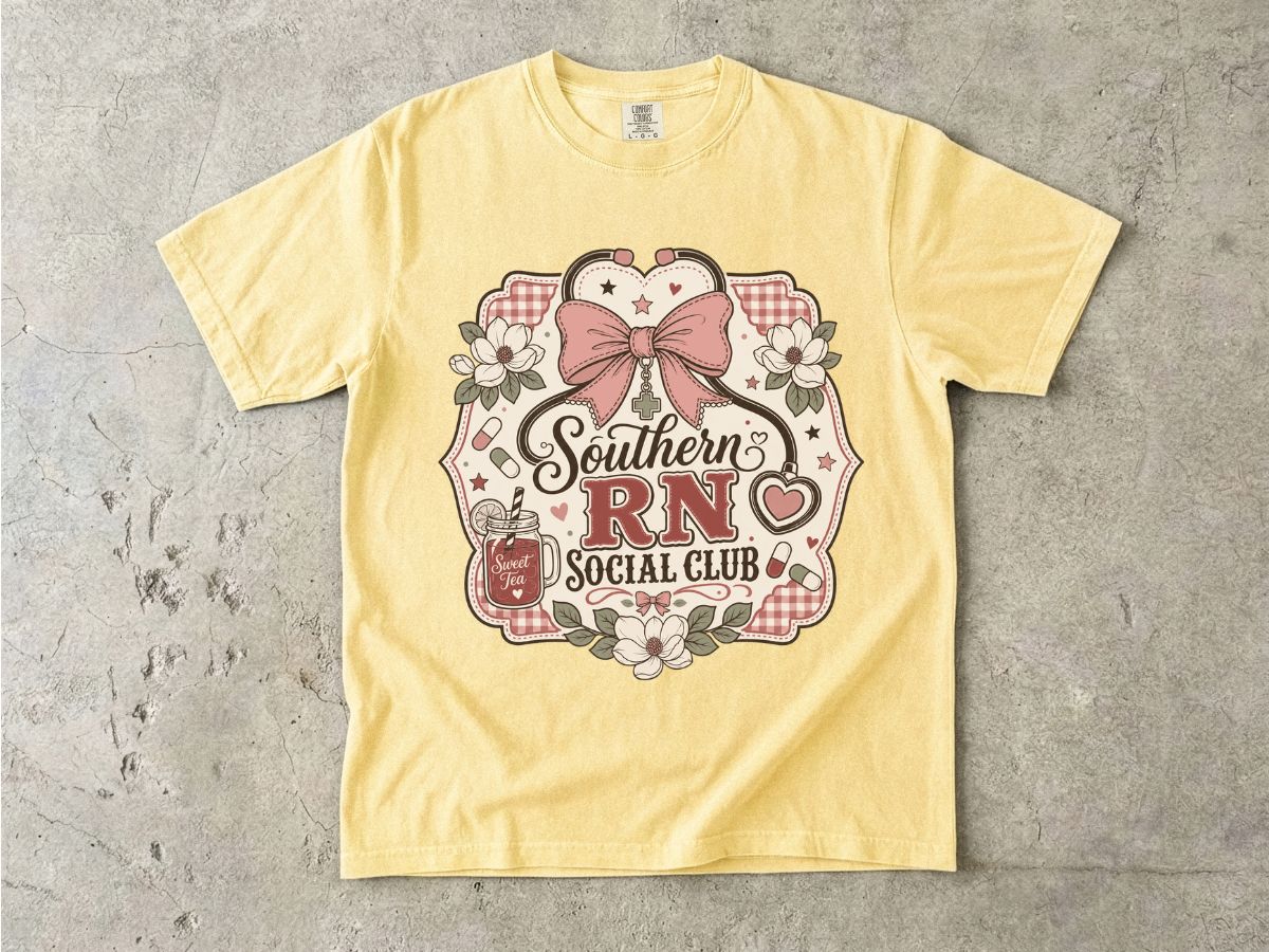 Southern RN Social Club T-Shirt — Cute Southern Nurse Graphic Tee