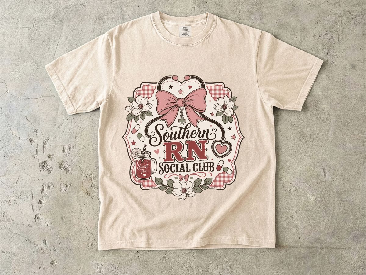 Southern RN Social Club T-Shirt — Cute Southern Nurse Graphic Tee