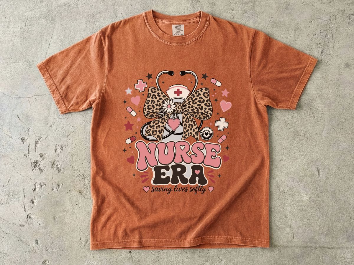 Nurse Era T-Shirt — Leopard Bow Stethoscope Nursing Tee