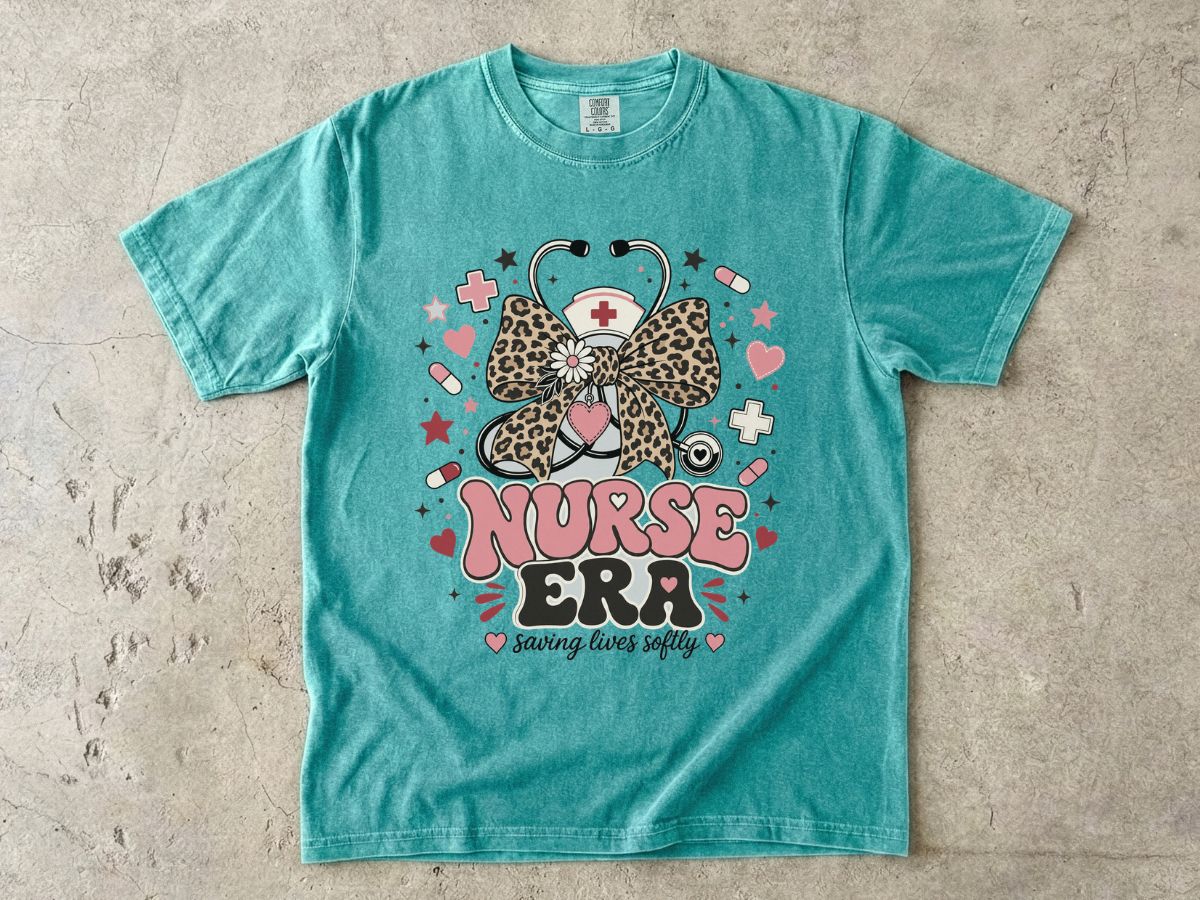 Nurse Era T-Shirt — Leopard Bow Stethoscope Nursing Tee