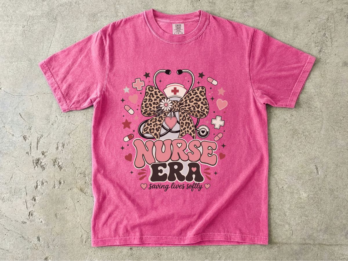 Nurse Era T-Shirt — Leopard Bow Stethoscope Nursing Tee