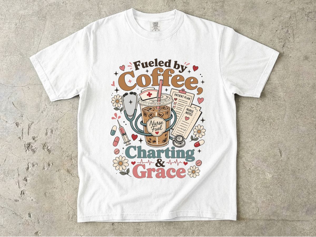 Fueled by Coffee, Charting & Grace T-Shirt