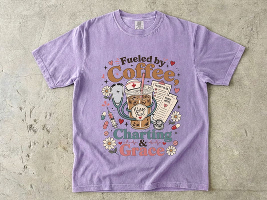 Fueled by Coffee, Charting & Grace T-Shirt