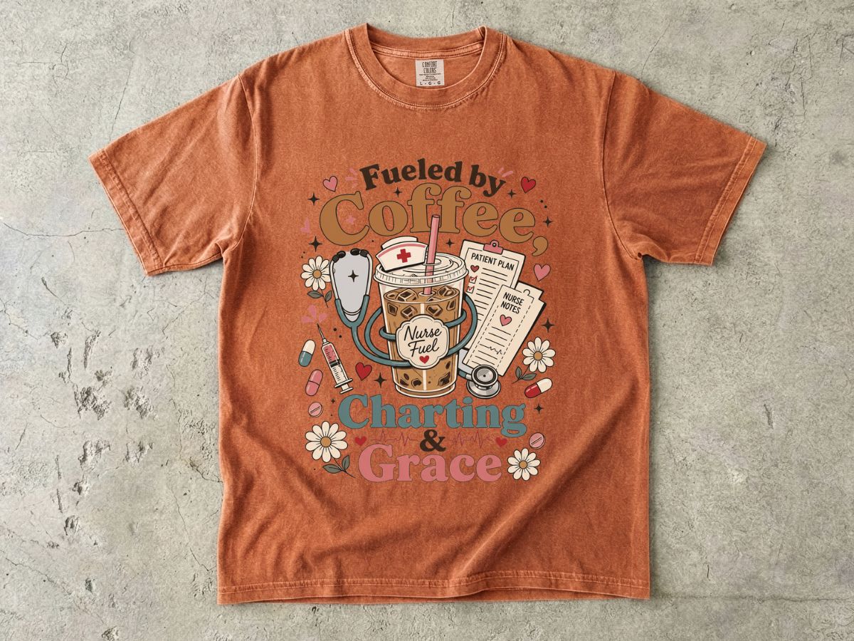 Fueled by Coffee, Charting & Grace T-Shirt