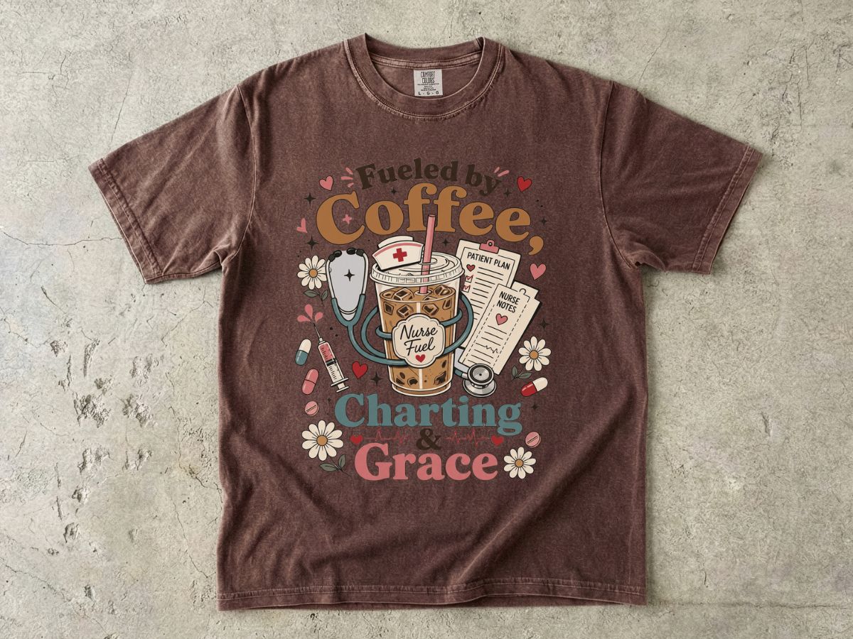 Fueled by Coffee, Charting & Grace T-Shirt