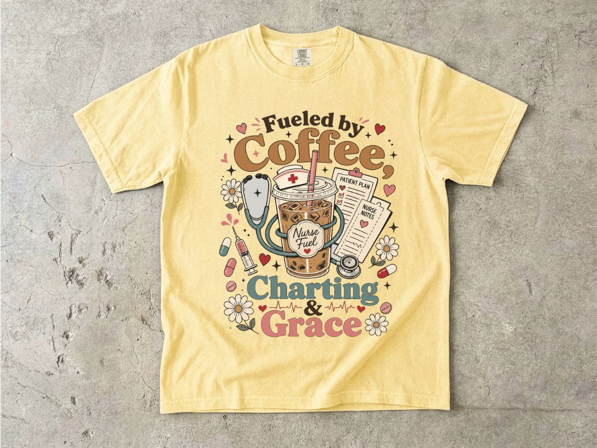 Fueled by Coffee, Charting & Grace T-Shirt