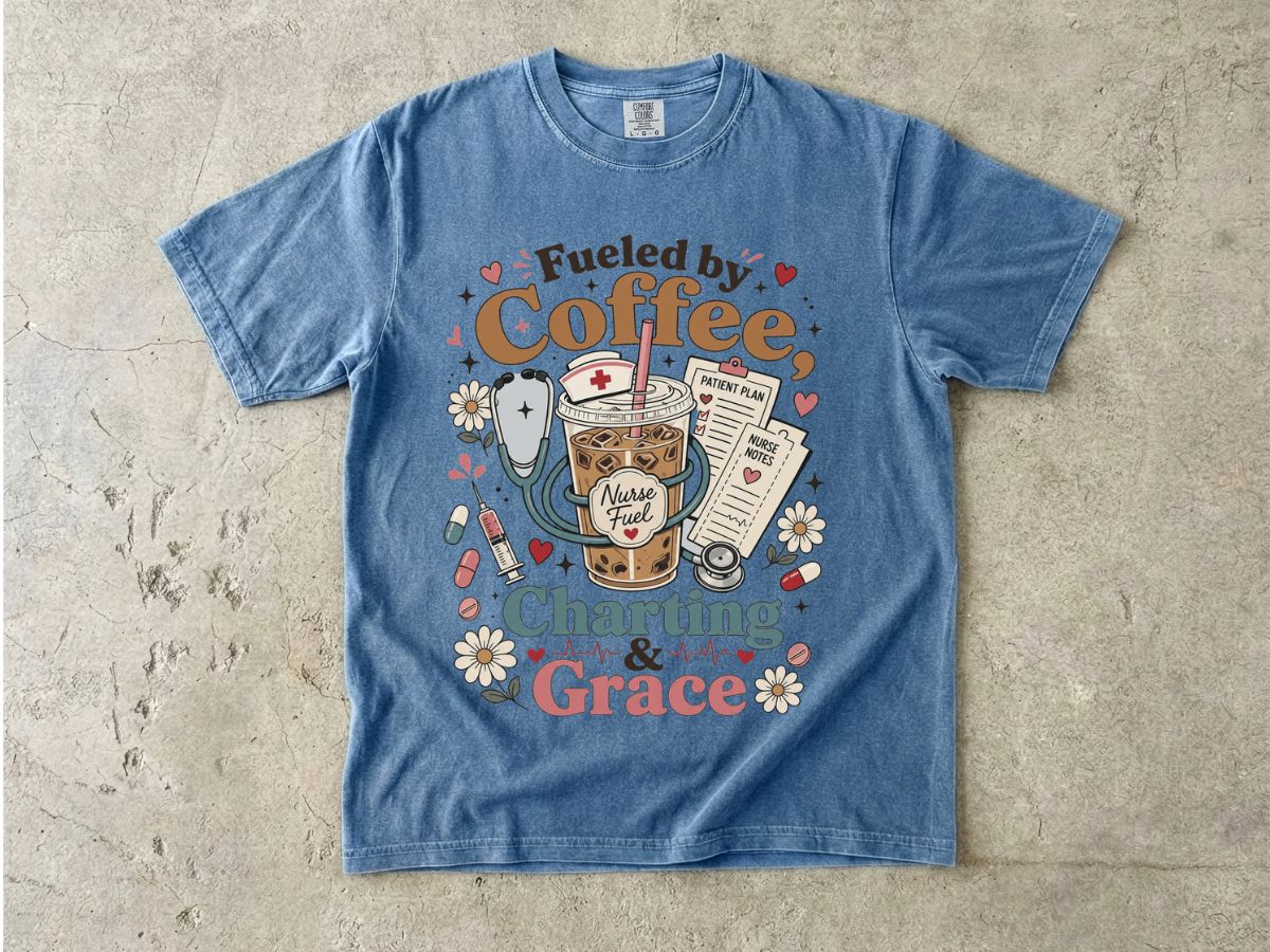 Fueled by Coffee, Charting & Grace T-Shirt
