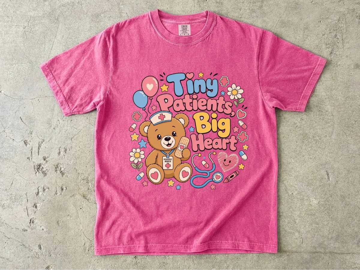 Tiny Patients Big Heart T-Shirt — Cute Nurse Teddy Pediatric Care Tee