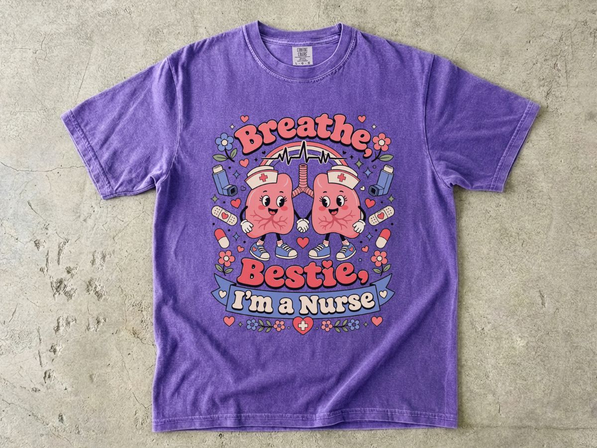 Nurse 'Breathe Bestie' Graphic T-Shirt