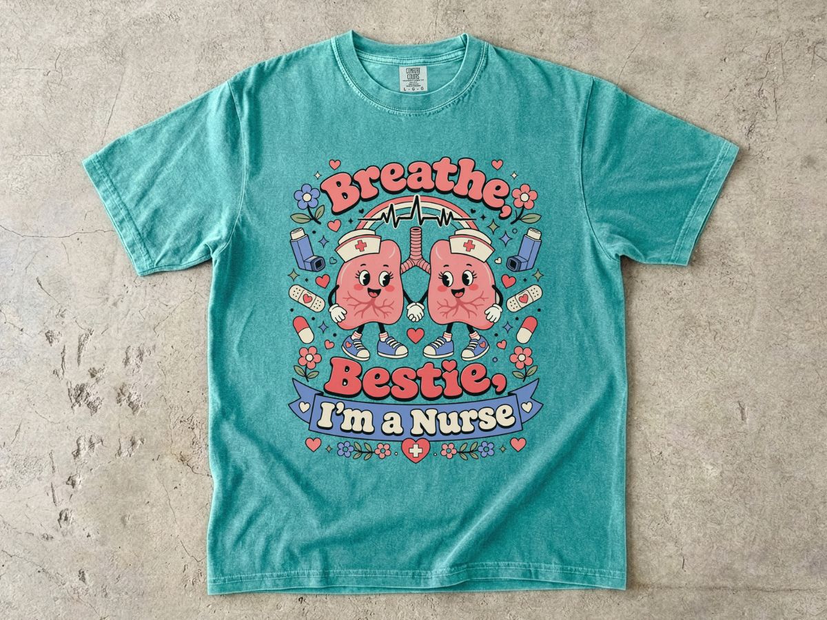 Nurse 'Breathe Bestie' Graphic T-Shirt
