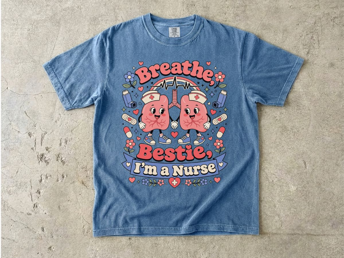 Nurse 'Breathe Bestie' Graphic T-Shirt