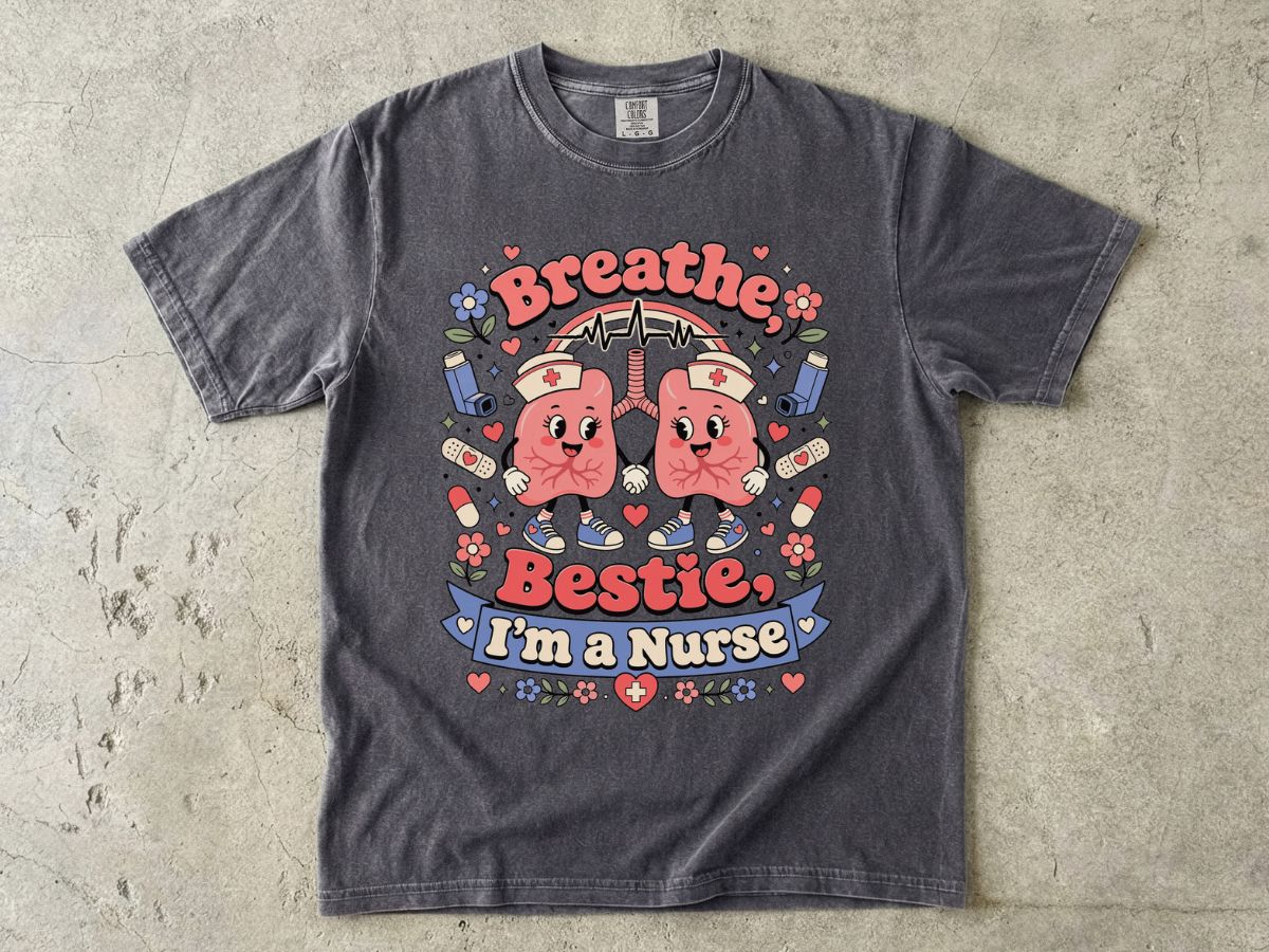 Nurse 'Breathe Bestie' Graphic T-Shirt