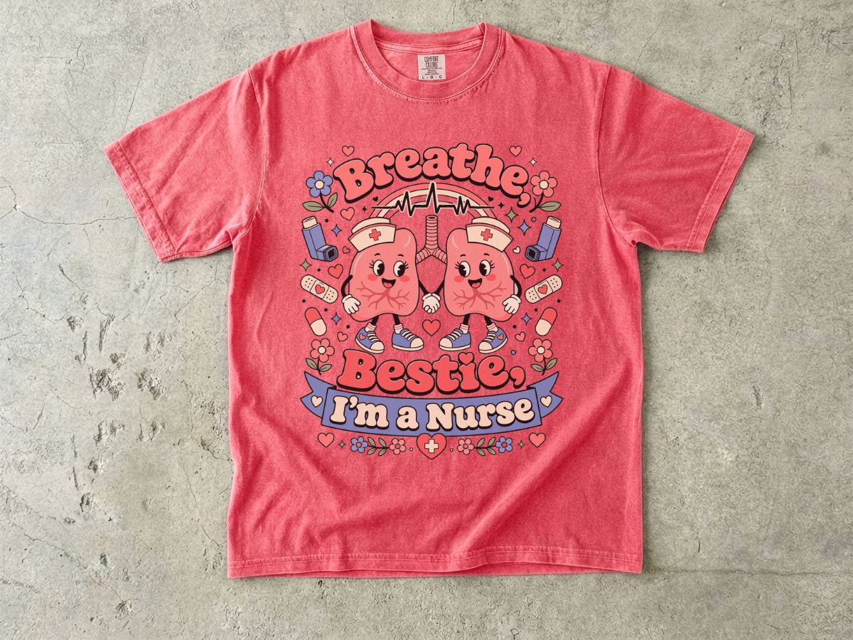 Nurse 'Breathe Bestie' Graphic T-Shirt