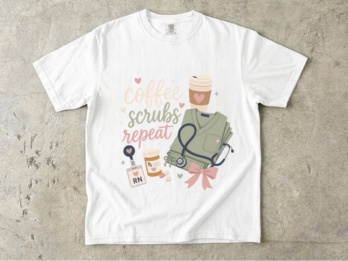 Nurse Coffee Scrubs Repeat T-Shirt