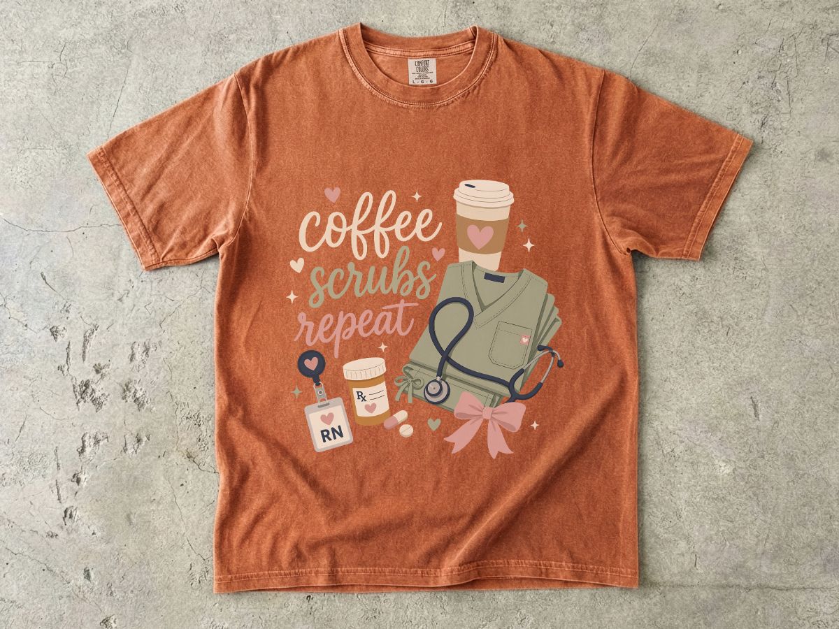 Nurse Coffee Scrubs Repeat T-Shirt