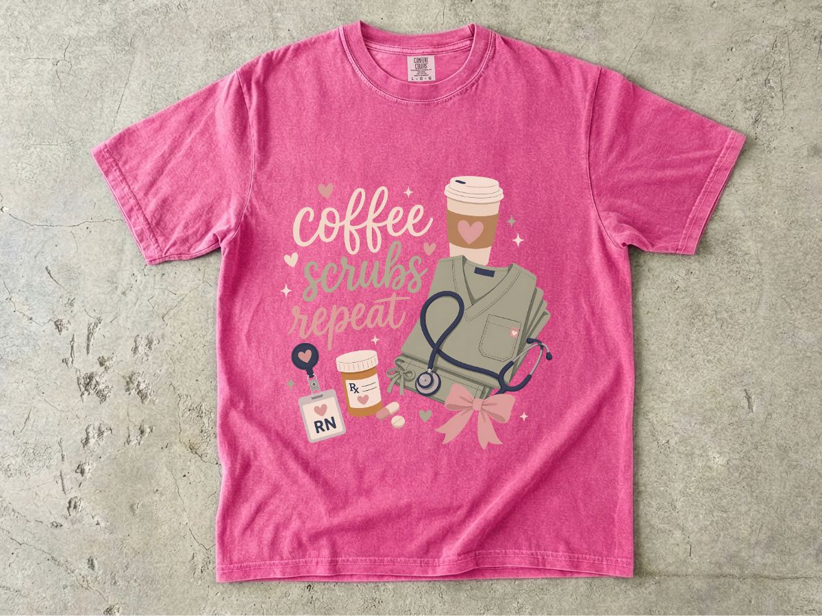 Nurse Coffee Scrubs Repeat T-Shirt