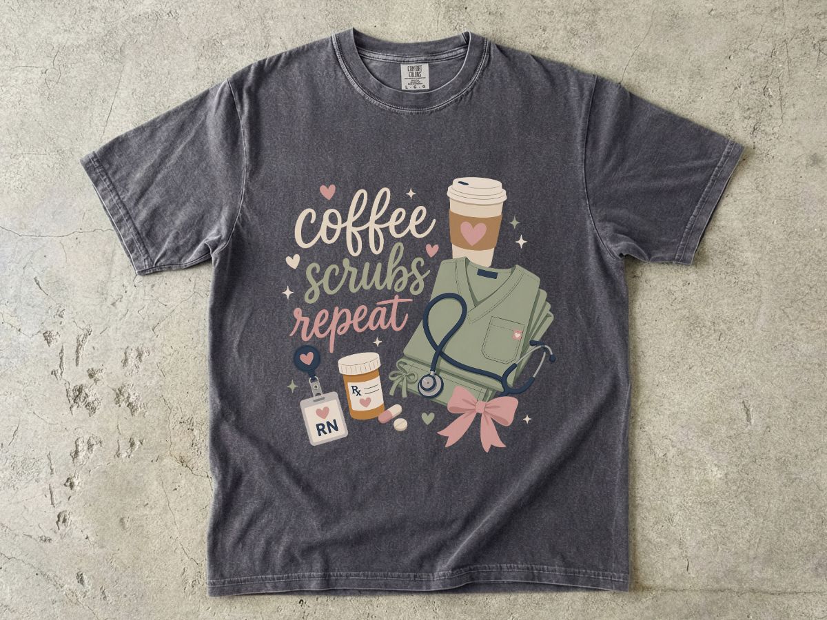 Nurse Coffee Scrubs Repeat T-Shirt