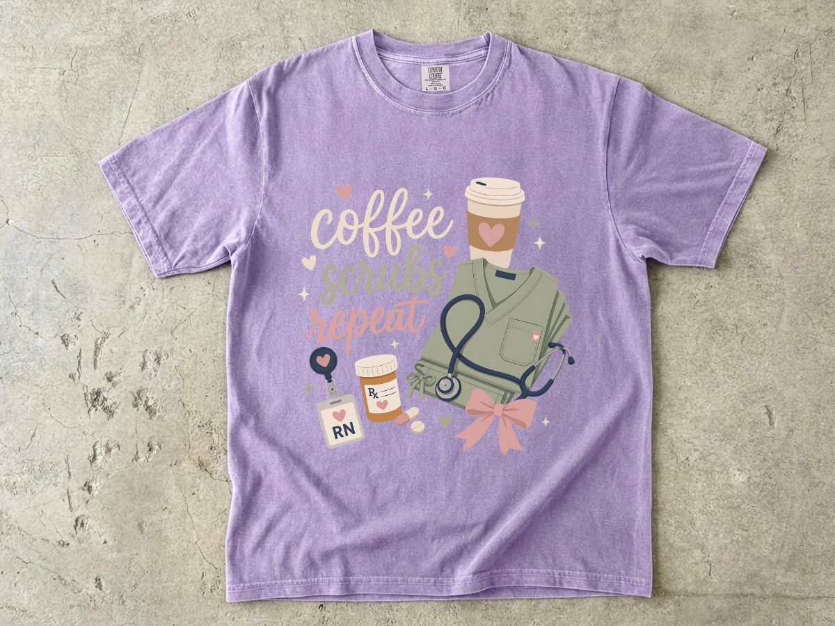 Nurse Coffee Scrubs Repeat T-Shirt