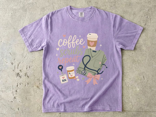 Nurse Coffee Scrubs Repeat T-Shirt