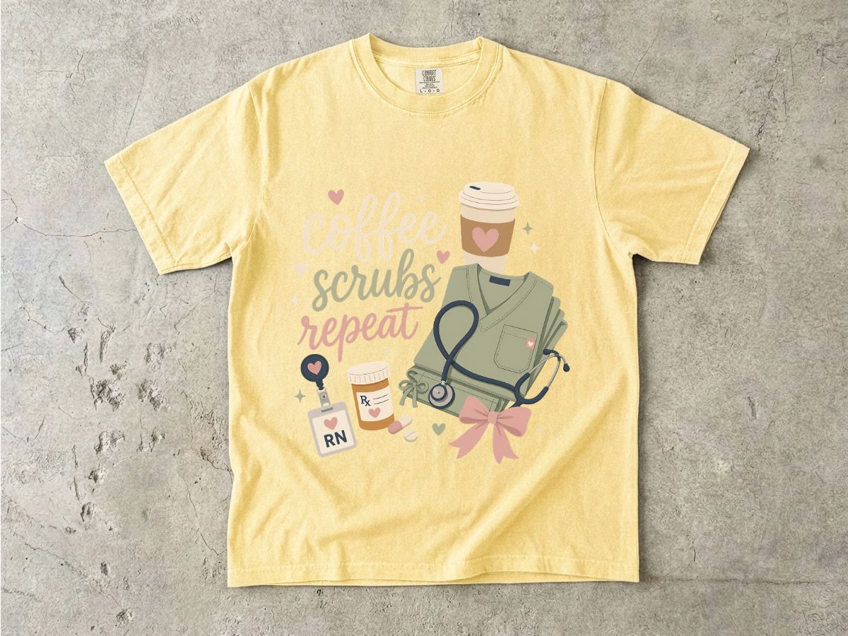 Nurse Coffee Scrubs Repeat T-Shirt